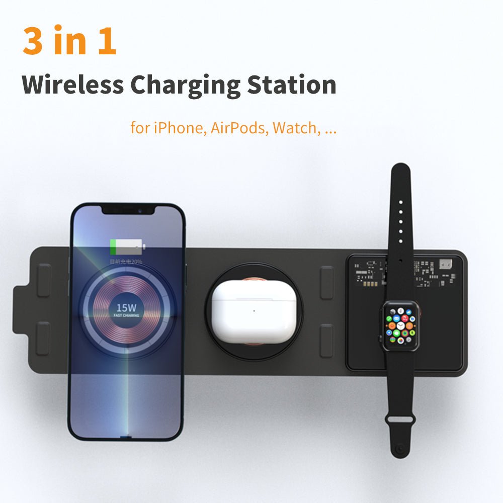 3-in-1 Travel Charger with MagSafe Transparent Wireless Charging Pads - Peaking Chargers