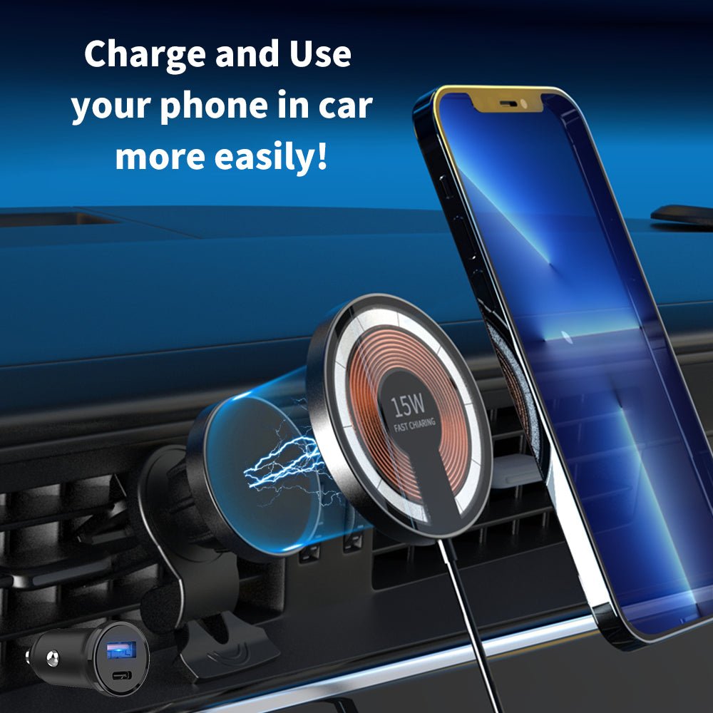 Wireless Car Charger with Air Vent Magnetic Holder for MagSafe iPhones - Peaking Chargers