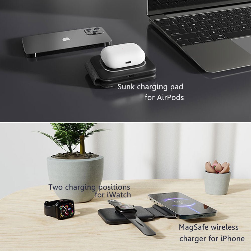 Wireless Travel Charger for MagSafe iPhone, AirPods & Apple Watch - Peaking Chargers